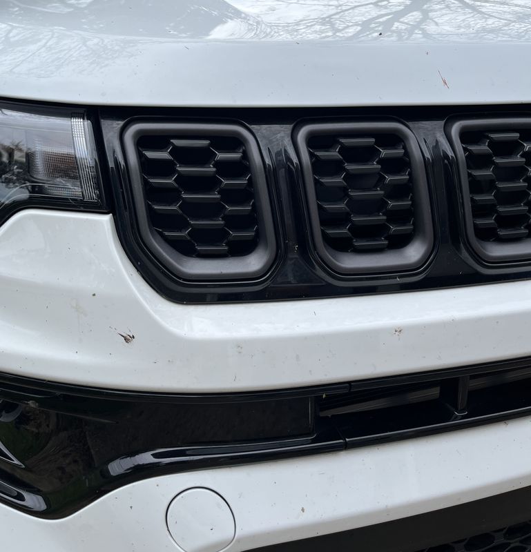 Front bumper and grille before, with bug splatter.