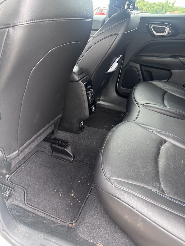 Rear floor mat with debris before cleaning.