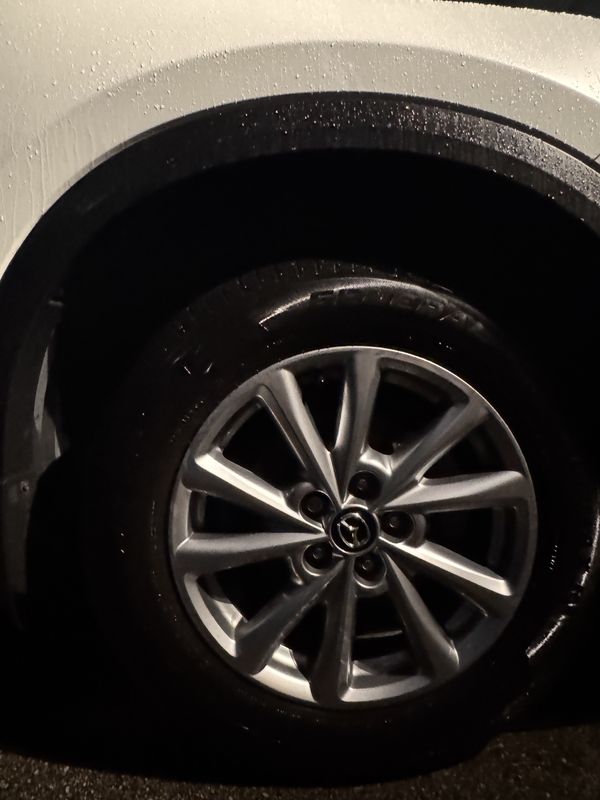 Front wheel and tire after cleaning.